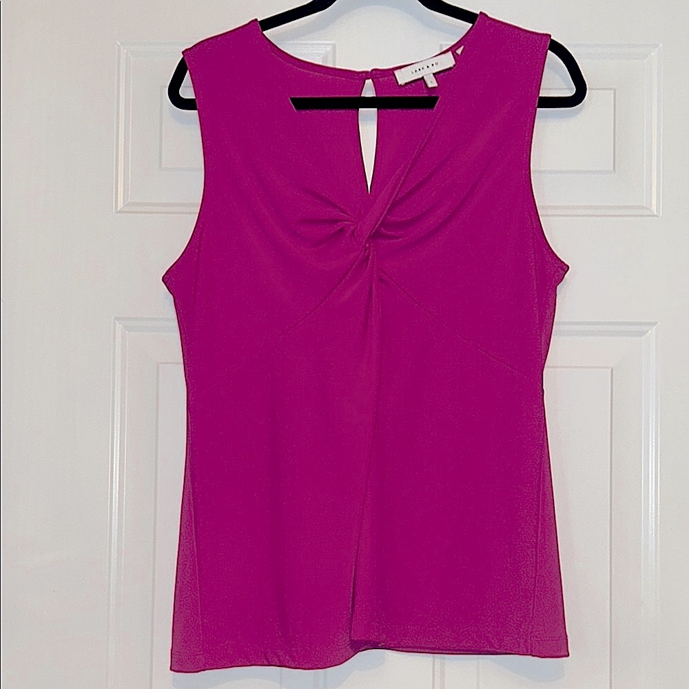 Lark & Ro Sleeveless Twist Tank Top L Pink Night Out Minimalist Career Staple